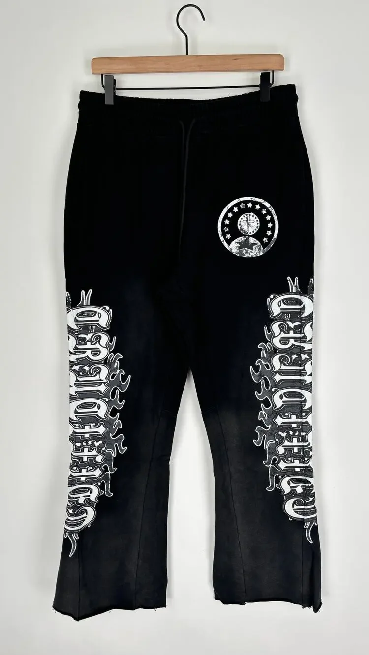 Crucified Studios Sweatpants Black White Mens Size Medium Casual Streetwear
